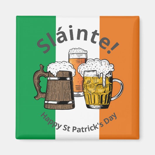 ST PATRICKS DAY Beer Sláinte Irish Flag Magnet (Vorne)