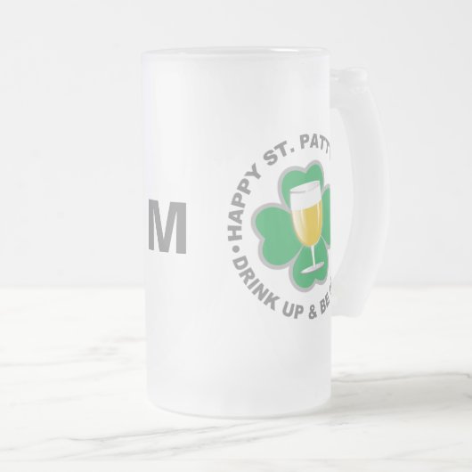 St. Patrick's Day benutzerdefinierte Monogramm-Tas Mattglas Bierglas (VorderseiteRechts)