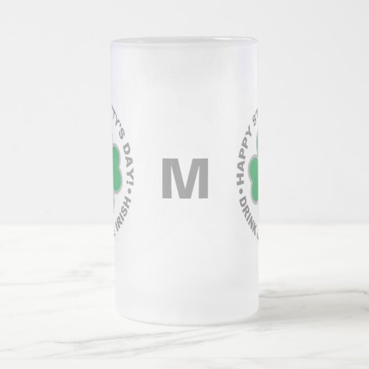 St. Patrick's Day benutzerdefinierte Monogramm-Tas Mattglas Bierglas (Mittel)