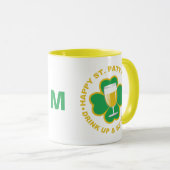 St. Patrick's Day benutzerdefinierte Monogramm-Tas Tasse (VorderseiteRechts)