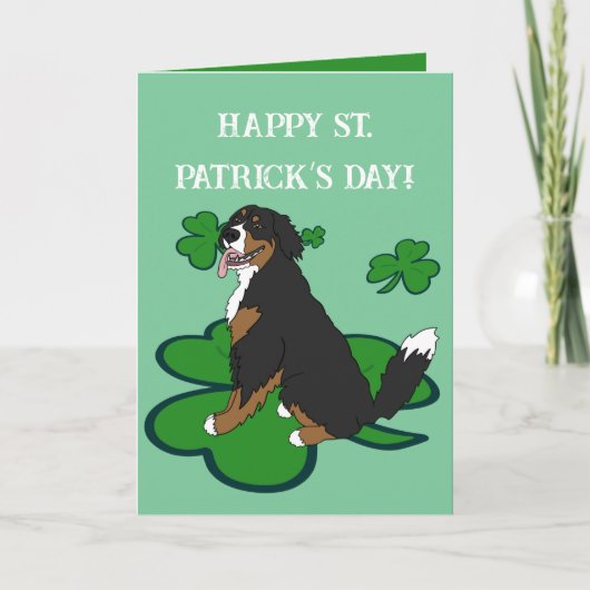 St. Patrick's Day Bernese Mountain Dog Dankeskarte (Vorderseite)