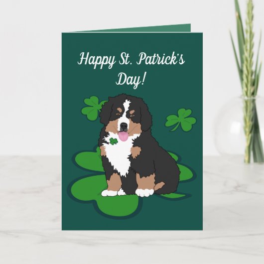 St. Patrick's Day Bernese Mountain Dog Karte (Vorderseite)