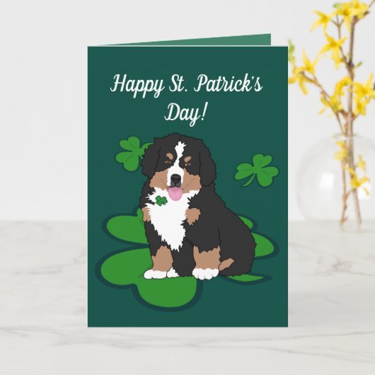 St. Patrick's Day Bernese Mountain Dog Karte (Gelbe Blume)
