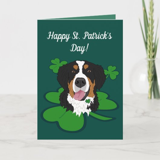 St. Patrick's Day Bernese Mountain Dog Karte (Vorderseite)