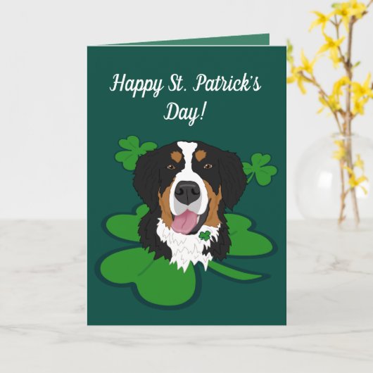 St. Patrick's Day Bernese Mountain Dog Karte (Gelbe Blume)
