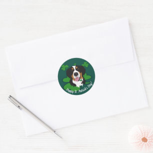 St. Patrick's Day Bernese Mountain Dog Runder Aufkleber