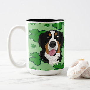 St. Patrick's Day Bernese Mountain Dog Zweifarbige Tasse