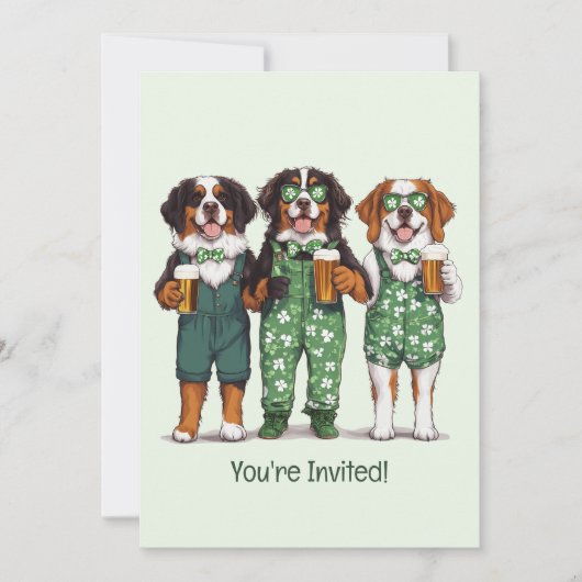 St. Patrick's Day Bernese Mountain Hunde Einladung (Vorderseite)