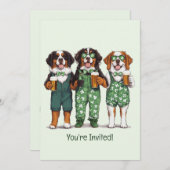 St. Patrick's Day Bernese Mountain Hunde Einladung (Vorne/Hinten)