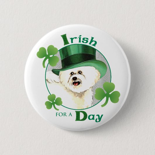 St. Patrick's Day Bichon Button (Vorderseite)