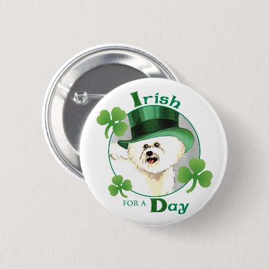 St. Patrick's Day Bichon Button (Vorne & Hinten)