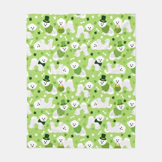 St. Patrick's Day Bichon Frise Fleecedecke (Vorderseite)