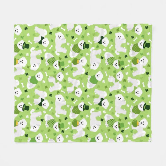 St. Patrick's Day Bichon Frise Fleecedecke (Vorderseite (Horizontal))