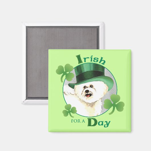 St. Patrick's Day Bichon Magnet (Vorderseite/Rückseite)