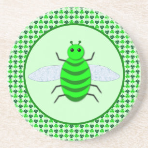 St. Patricks Day Bienen und Kleeblätter Getränkeuntersetzer