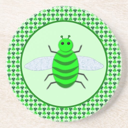 St. Patricks Day Bienen und Kleeblätter Getränkeuntersetzer (Vorne)