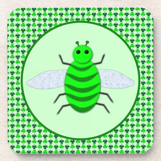 St. Patricks Day Bienen und Kleeblätter Getränkeuntersetzer (Vorderseite)