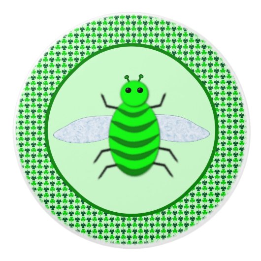 St. Patricks Day Bienen und Kleeblätter Keramikknauf (Vorderseite)