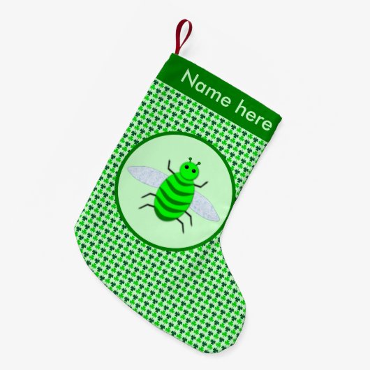 St. Patricks Day Bienen und Kleeblätter Kleiner Weihnachtsstrumpf (Vorderansicht (hängend))