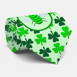 St. Patricks Day Bienen und Kleeblätter Krawatte