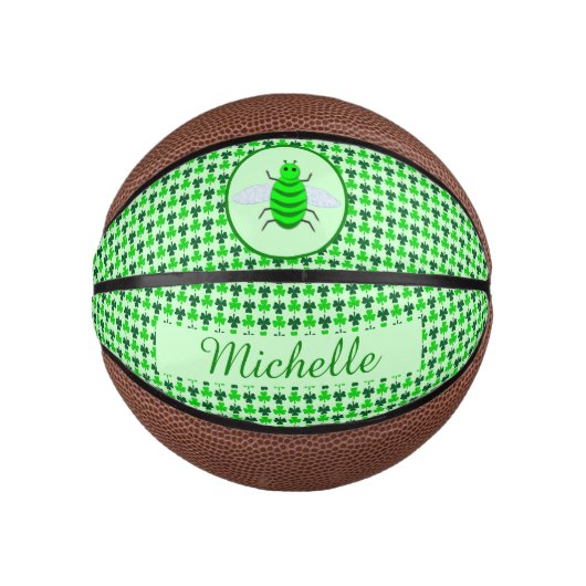 St. Patricks Day Bienen und Kleeblätter Mini Basketball (Vorderseite)