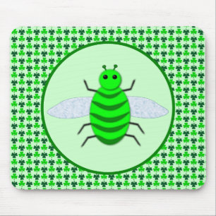 St. Patricks Day Bienen und Kleeblätter Mousepad