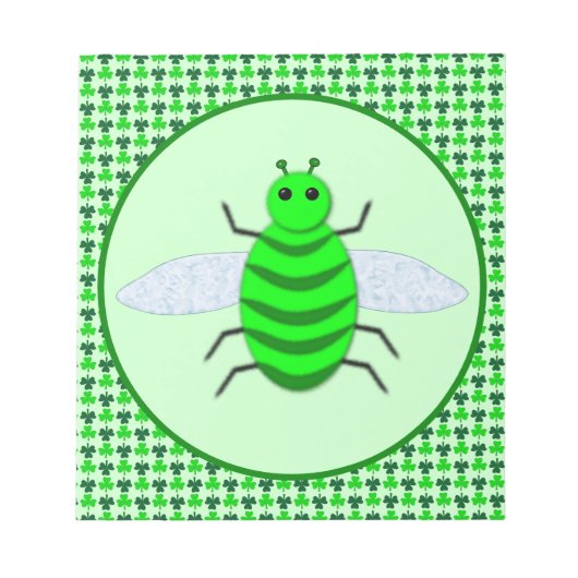 St. Patricks Day Bienen und Kleeblätter Notizblock (Vorderseite)