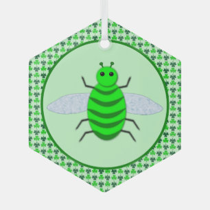 St. Patricks Day Bienen und Kleeblätter Ornament Aus Glas