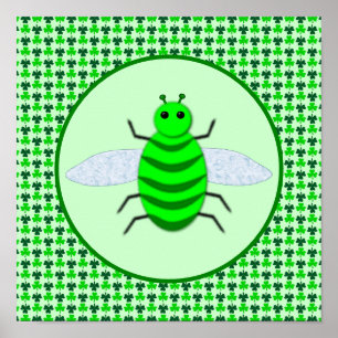 St. Patricks Day Bienen und Kleeblätter Poster