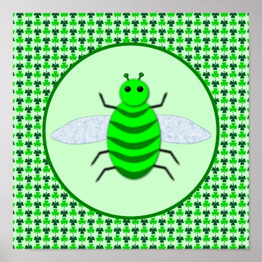 St. Patricks Day Bienen und Kleeblätter Poster (Vorne)