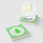 St. Patricks Day Bienen und Kleeblätter Steinuntersetzer (Seitenansicht)