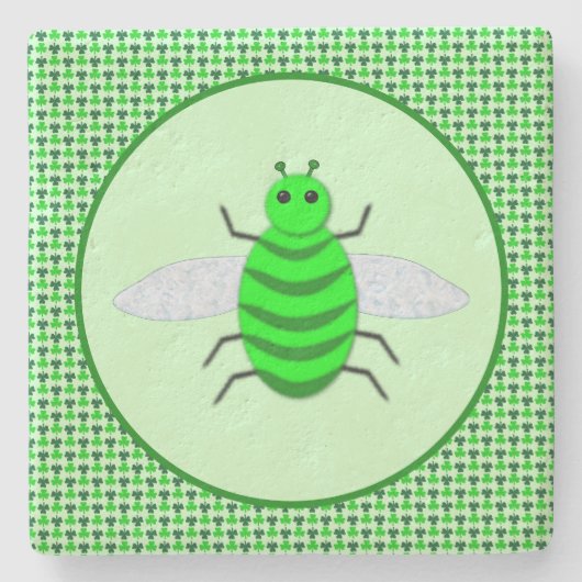 St. Patricks Day Bienen und Kleeblätter Steinuntersetzer (Vorderseite)