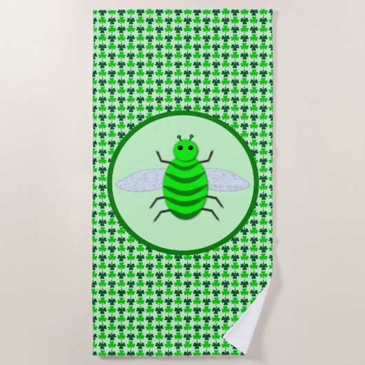 St. Patricks Day Bienen und Kleeblätter Strandtuch (Vorderseite)