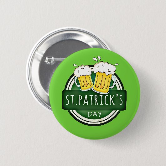 St. Patrick's Day, Bier Tasse, Irish Green Button (Vorne & Hinten)