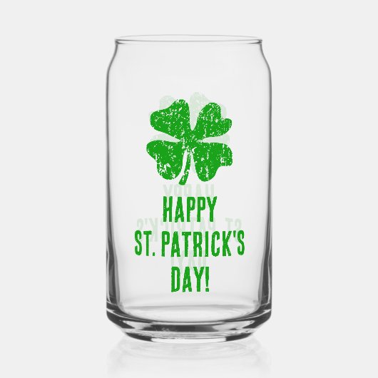 St Patrick's Day Bierdose Glas mit glücklicher Kle (Rückseite)