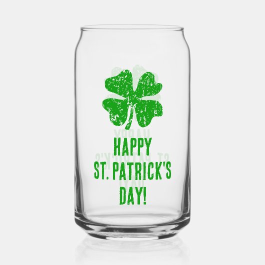 St. Patricks Day Bierglas mit Glücksklee Dosenglas (Vorderseite)