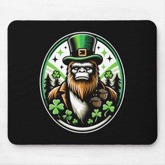 St. Patrick's Day Bigfoot Leprechaun Sasquatch Iri Mousepad (Vorne)