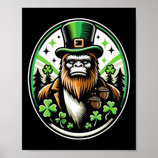 St. Patrick's Day Bigfoot Leprechaun Sasquatch Iri Poster (Vorne)