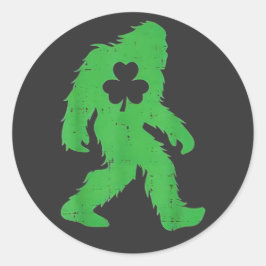 St Patricks Day Bigfoot Sasquatch Shamrock Men Wom Runder Aufkleber