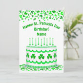 St Patrick's Day Birthday Cake Custom Candles Flat Karte (Stehend Vorderseite)
