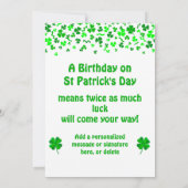 St Patrick's Day Birthday Cake Custom Candles Flat Karte (Rückseite)