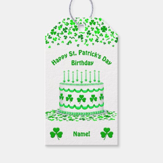 St Patrick's Day Birthday Cake Custom Candles Geschenkanhänger (Vorderseite)