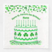 St Patrick's Day Birthday Cake Custom Candles Serviette (Vorderseite)
