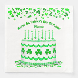 St Patrick's Day Birthday Cake Custom Candles Serviette