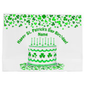 St Patrick's Day Birthday Cake Customizable Candle Große Geschenktüte (Rückseite)