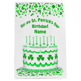 St Patrick's Day Birthday Cake Customizable Candle Mittlere Geschenktüte