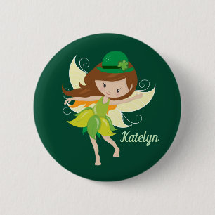 St. Patrick's Day Birthday Girl Fairy Niedlich Cus Button