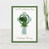 St. Patrick's Day Birthday Green Celtic Cross Karte (Vorderseite)