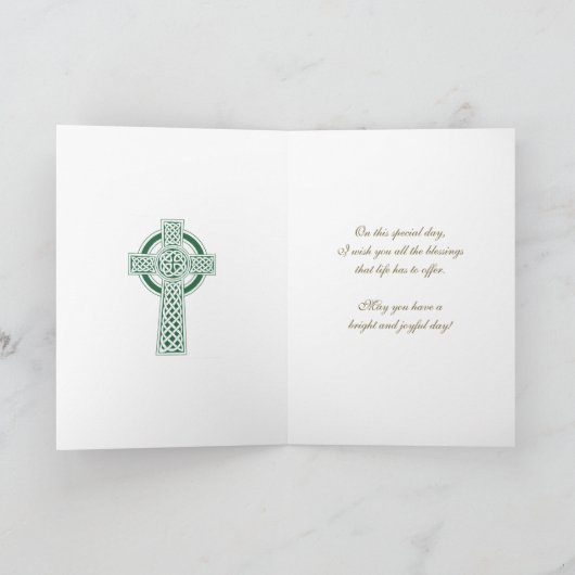 St. Patrick's Day Birthday Green Celtic Cross Karte (Innenseite)