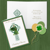 St. Patrick's Day Birthday Green Celtic Cross Karte